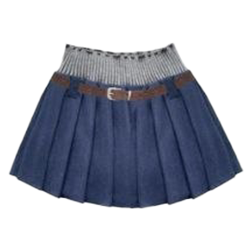 กระโปรงจีบสั้นแต่งเข็มขัด Mini Skirt