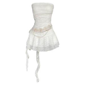 เซ็ตเกาะอกกระโปรงระบายผูกสาย Free Size