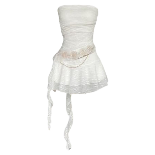 เซ็ตเกาะอกกระโปรงระบายผูกสาย Free Size