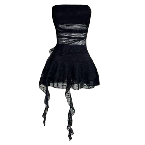 เซ็ตเกาะอกกระโปรงระบายผูกสาย Free Size